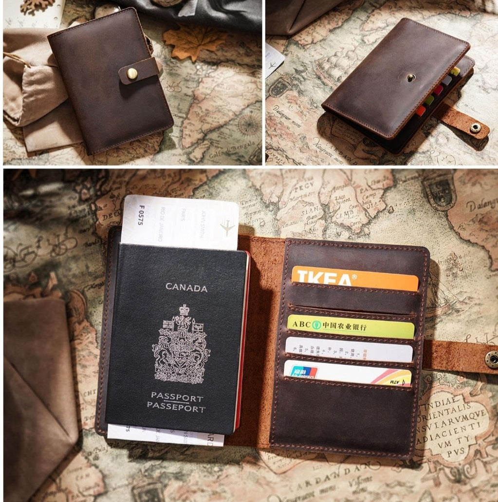 Leather Passport Cover with Card Holder