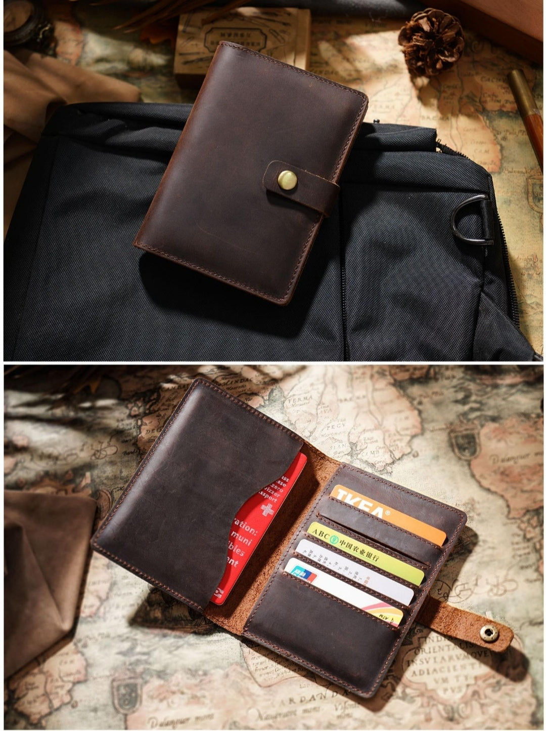Leather Passport Cover with Card Holder