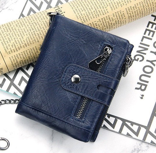 RFID Leather Billfold with Zip Coin Pocket