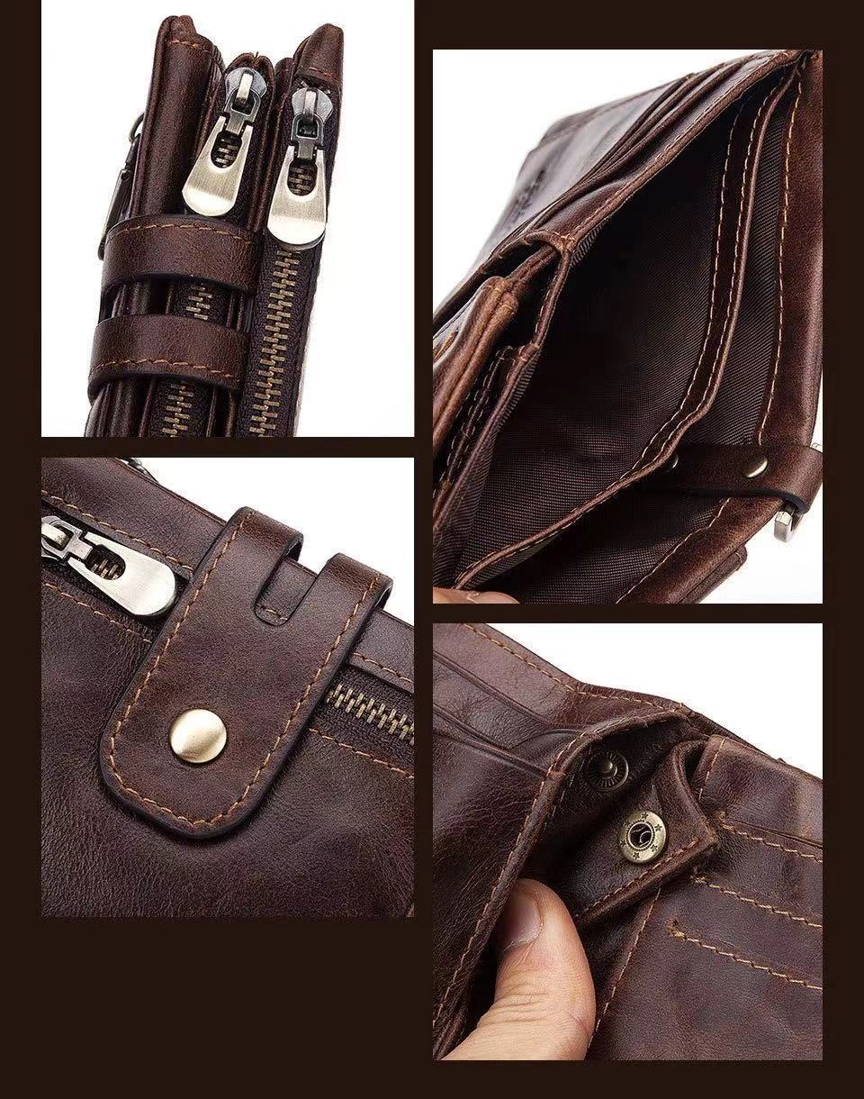 RFID Leather Billfold with Zip Coin Pocket